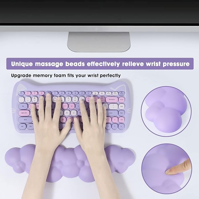 Gaming Keyboard Wrist Rest Pad,Memory Foam Palm Rest, Ergonomic Hand Rest,Wrist for Computer Keyboard,Laptop,Mac,Lightweight Easy Typing Pain Relief-Purple