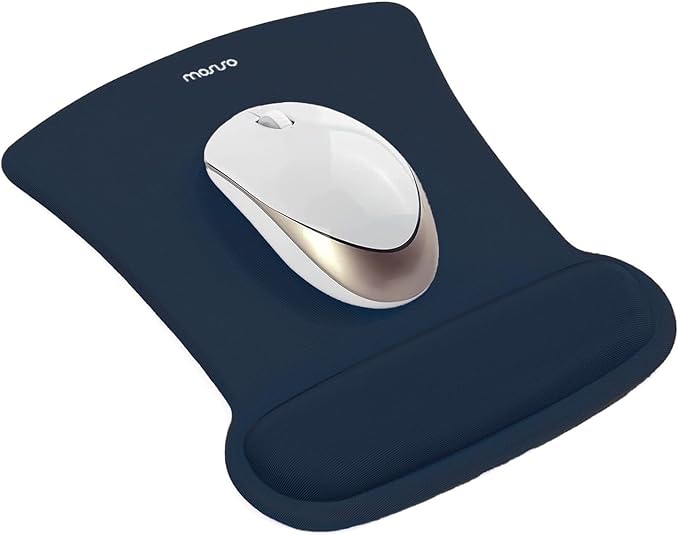 MOSISO Wrist Rest Support for Mouse Pad & Keyboard Set, Ergonomic Mousepad Non-Slip Base Home/Office Easy Typing Cushion with Neoprene Cloth & Raised Memory Foam, Haze Blue