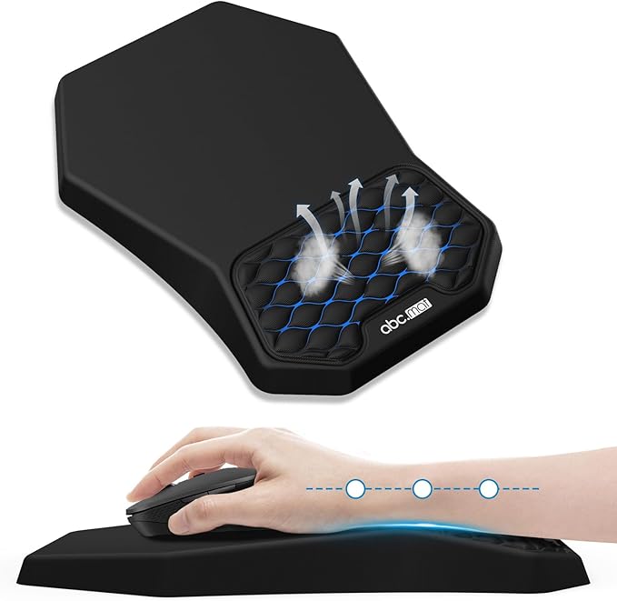 Ergonomic Mouse Pad Wrist Rest Support, Massage Design Surface for Carpal Tunnel, Memory Foam, Non-Slip PU Base for Computer Desk, Black