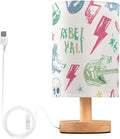 Colorful Music-Guitar LED Table Lamp, Bedside Lamp with Linen Lampshade, Flicker-Free Eye Care USB Plug in Nightstand Lamp, for Bedroom and Office