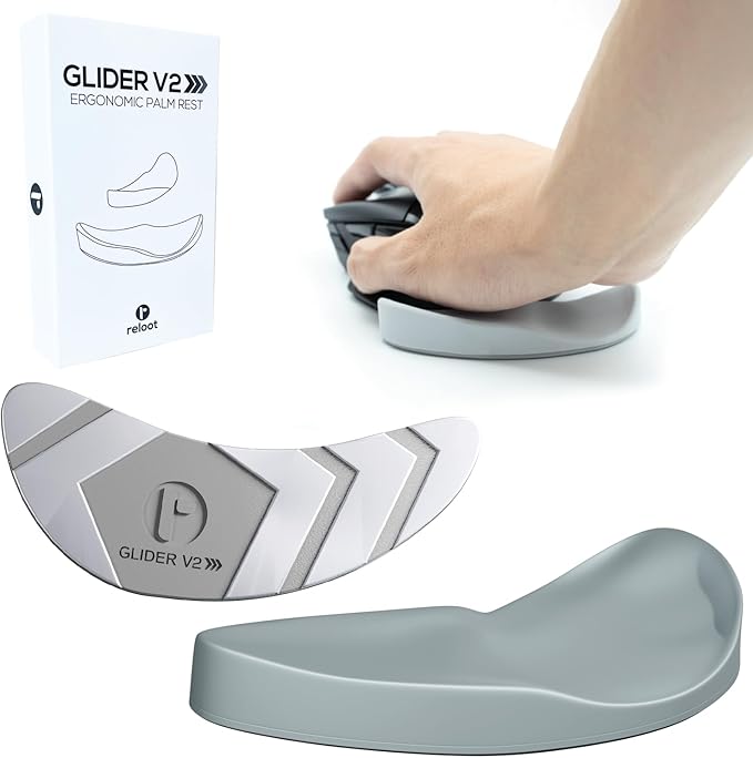 Glider V3 2025 Ergonomic Mouse Wrist Rest, Sliding Palm Wrist Support for Computer Work, Lightweight Gliding Wrist Pad for Carpal Tunnel Comfort, Office Desk Setup and Home Workspace Accessory, Gray