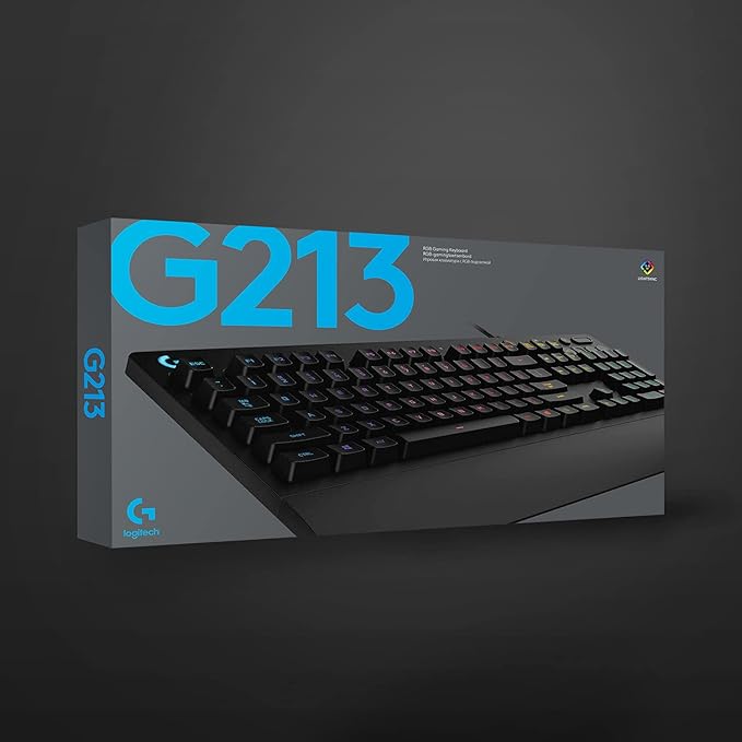 Logitech G213 Prodigy Gaming Keyboard - Wired RGB Backlit Keyboard with Mech-Dome Keys, Palm Rest, Adjustable Feet, Media Controls, USB, Compatible with Windows – Black