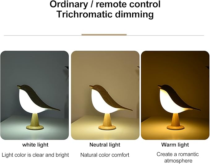 Bedside Touch Control Table Lamp Aroma Lamps Cute Bird Shaped Led Bedside Desk Lamp with USB Charging Port 3 Way Dimmable Creative Night Light Cordless Nightstand Lamp for Bedroom Home Office(Wood)