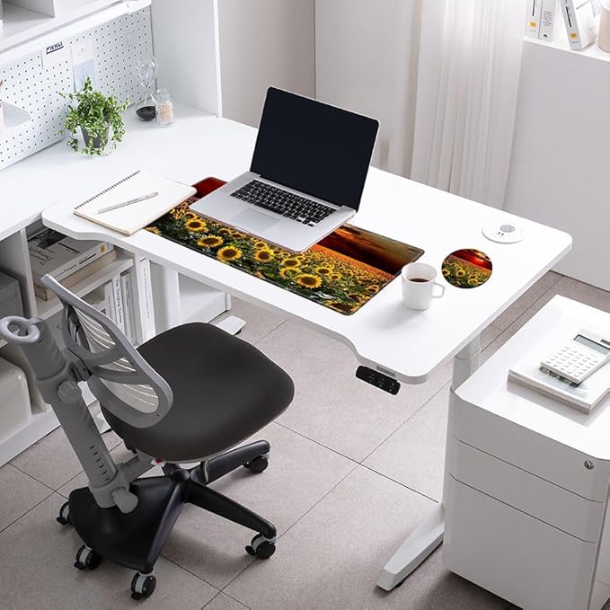 24x12 inch Mouse Pad Large Desk Mat Sunflower Mousepad Gaming Long Extended Protector Mat Big Computer Mat for Wireless Mouse Non Slip Home Work