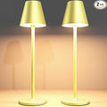 2-Pack Cordless Table Lamps - 5000mAh Rechargeable Battery Operated Desk Lamp, 3-Level Dimmable LED Night Light for Bedroom, Dining, Restaurant - Metal Design (Champagne Gold 2Pack)