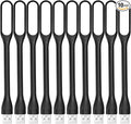 USB LED Light Lamp for Power Bank (10 PCS) Portable Eye Care Mini Night Light with Flexible Arm, USB Gooseneck Reading Lamps Book Light,Compatible for Desktop, Notebook Laptop (10-Black)