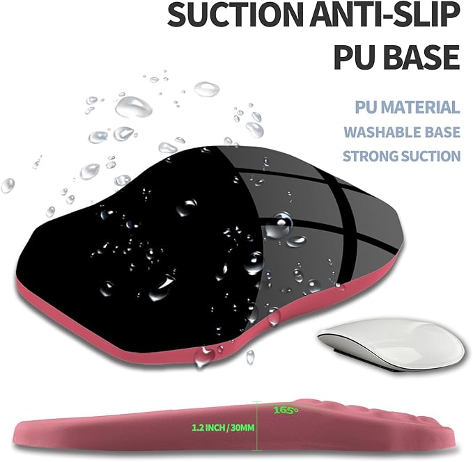 Ergonomic Raised Mouse Pad Wrist Support with Bilateral Slope Memory Foam Mousepad for Wrist Rest and Carpal Tunnel 11.8x7.9〃 Melon Pink