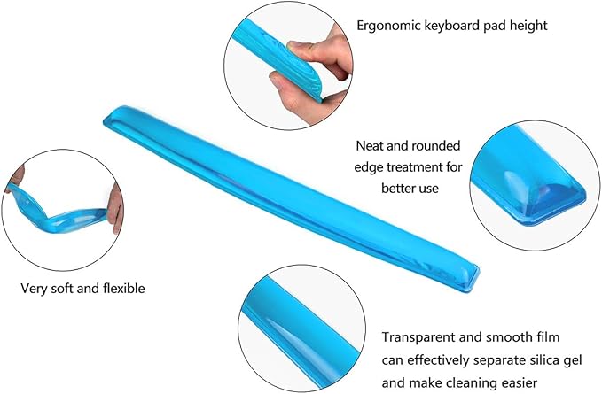 Gel Keyboard & Mouse Wrist Rest Set - Keyboard Wrist Rest Pad & Mouse Support for Office Gaming Pad Computer Laptop Ergonomic Comfortable- Blue Pad Set
