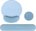 MOSISO Wrist Rest Support for Mouse Pad&Keyboard Set, Circle Curved Ergonomic Mousepad&Coaster Non-Slip Base Home/Office Wrist Support&Easy Typing Pad with Soft Cloth&Silicone Lining, Air Blue