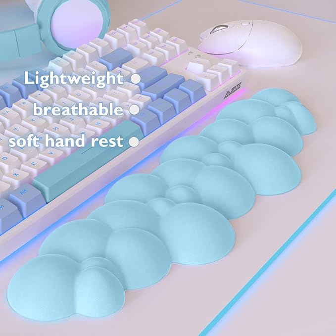 Gaming Keyboard Wrist Rest Pad,Memory Foam Keyboard Palm Rest, Ergonomic Hand Rest,Wrist Rest for Computer Keyboard,Laptop,Mac,Lightweight for Easy Typing Pain Relief (Blue)