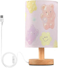 Gummy Bears LED Table Lamp, Bedside Lamp with Linen Lampshade, Flicker-Free Eye Care USB Plug in Nightstand Lamp, for Bedroom and Office