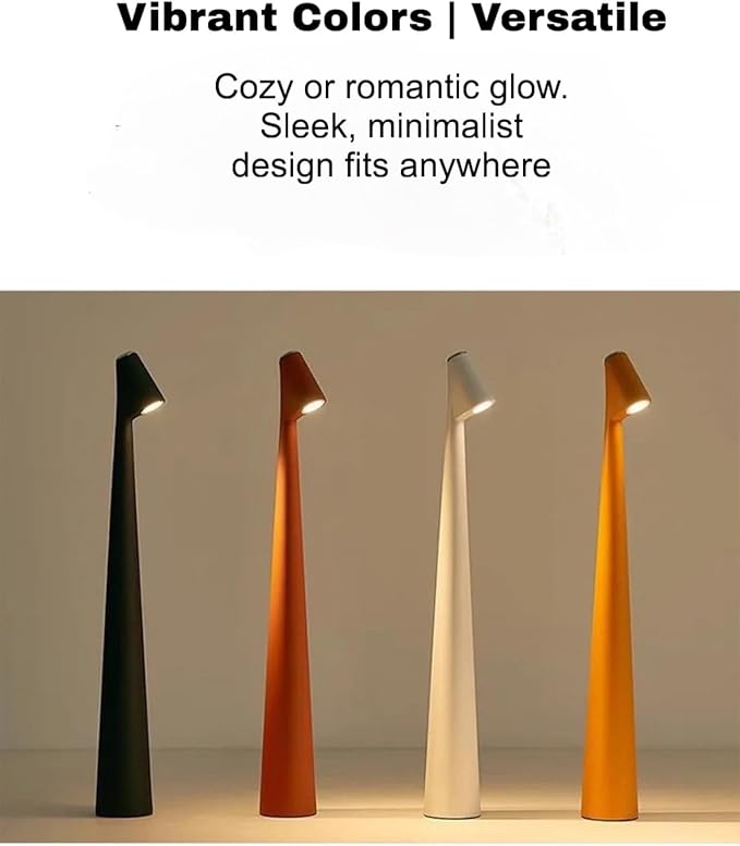 LED Desk Lamp with Touch Control, 3 Color Modes, Portable, Cordless, USB-C Rechargeable, Modern Table Light for Office, Bedroom, Portable, with Multiple Finishes (Black, Large)