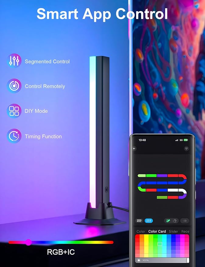 RGB Light Bar, LED Light Bar, APP Control USB Powered, Color Changing TV Backlight Music Sync Ambient Lighting for Room PC Monitor Gaming Party Desk