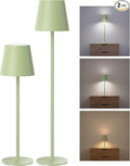 Cordless Table Lamps Rechargeable, 3 Adjustable Height, 5000mAh Battery Operated, 3 Colors Smooth Dimming, Portable LED Waterproof Table Lamp for Kitchen, Bedroom, Outdoor (2 Pack-Mint Green)