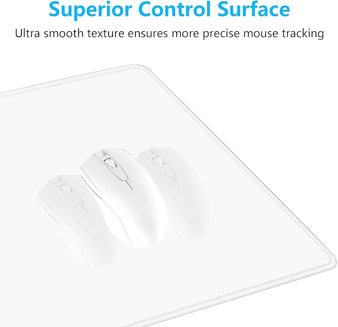 Dapesuom Large Mouse Pad, Extended Gaming Mouse Mat with Stitched Edges, Waterproof Full Size Desk Mats with Non-Slip Base, Computer Big Desktop Keyboard Pad for Laptop, Office, 23.6 x 11.8 in, White