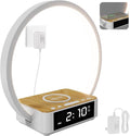 NEEWER Entry Level Version Bedside Lamp with 15W Wireless Charging Compatible with iPhone AirPods, Sunrise Alarm Clock, Dimmable Desktop LED Touch Ring Light for Bedroom Nightstand Reading, N40