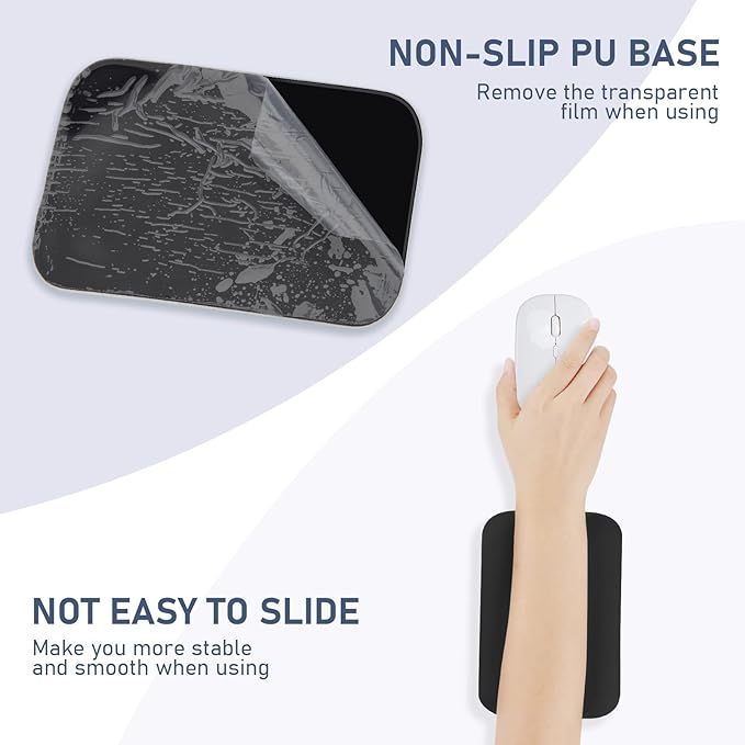 Leolee Elbow Rest Pads for Desk, Upgraded Gel Memory Foam Ergonomic Wrist Rest Pad Arm Rest Pads with Non-Slip Base, Cushion Support Relieve Elbow and Wrist Pain for Computer, Office, 2 Packs, Black