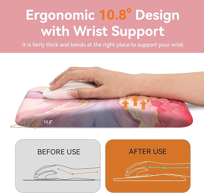 Ospelelf Pink Mouse Pad with Wrist Support Large Ergonomic Office Comfy Mousepad Wrist Rest