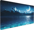 Gaming Mouse Pad,Large Mouse Pads for Desk,Non-Slip Rubber Base Extended Mousepad,XXL Keyboard Mouse Mat,Computer Keyboard Desk Pad with Stitched Edges,35.4x15.8inch,Romantic Moon On Sea