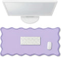 Scalloped Desk Mat Large Scalloped Piping Cute Desk Mat Aesthetic Preppy Table Pad Large Nonslip Pad with Edge Stitching Waterproof Gaming(Purple,31.5 x 15.75 Inches)