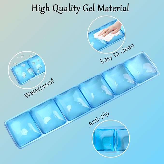 Gel Wrist Rest for Keyboard and Mouse Square Blue Plaid Clear Keyboard Wrist Rest Transparent Ergonomic Cute Checkered Mouse Wrist Pad Silicone Non-Slip Support for Computer Laptop Gaming Home Office