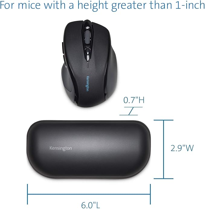 Kensington ErgoSoft Wrist Rest for Standard Mouse, Black (K52802WW), 2.9 x 0.7 x 6 inches