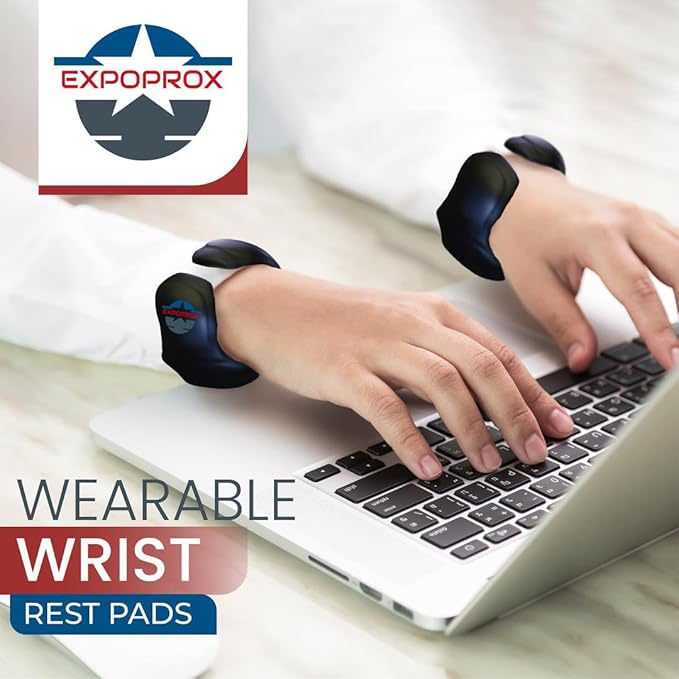 Wearable Gaming Wrist Rest for Keyboard, Mouse pad, Laptop, and PC Work or Gamer Support. (Black, X-XL)