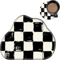 Cute Mouse Pad Plus 1 Coaster, Small Gaming Mouse Mat 11.8 x 9.45 inches, Travel Mouse Pads with Durable Stitched Edges Non-Slip Base, Black White Checkered Decor Mousepad for Office Home