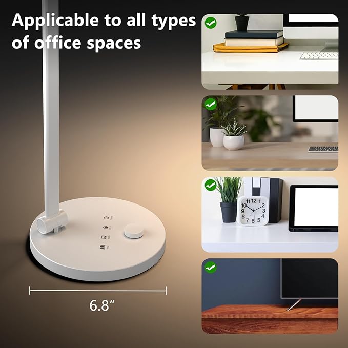 Desk Lamp for Home Office, Metal Swing Arm Desk Light, 3 Mode Stepless Dimming Desktop Lamp, 14W 1200LM Computer Task LED Lamp, Desk Ring Light for Streaming, Podcasting, Video Calls, Conference