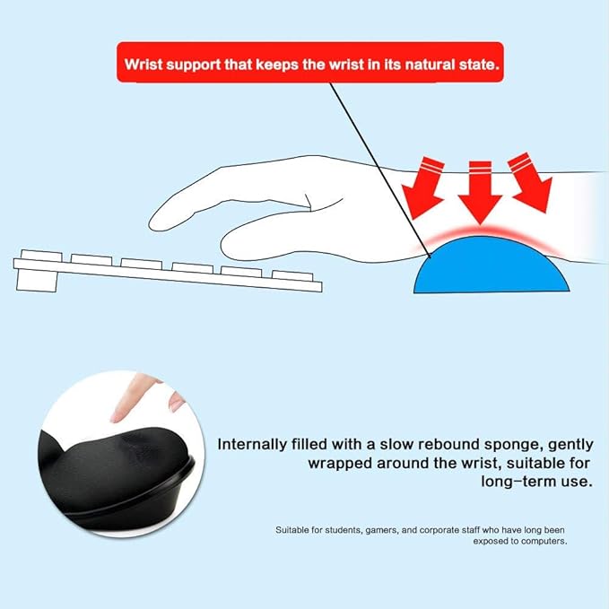 LINGSFIRE Memory Foam Mouse Wrist Rest Keyboard Wrist Rest Pad Anti-Skid Mousepad Support Wrist Rest Mat for Office Computer Laptop Mac- Durable Comfortable Lightweight Easy Typing(5.1 * 2.8" Black)