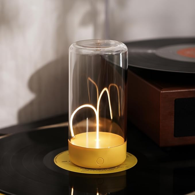 AUGE LIGHT Mini Minimalist Table Lamp Cordless Lamp Rechargeable Table Lamp Portable Nightstand Lamps Desk Lamps for Home Office Unique Ambient Light Mood Lighting for Desk Decor Beside(Yellow)