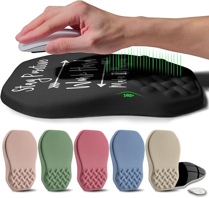 Ergonomic Raised Mouse Pad Wrist Support with Bilateral Slope Memory Foam Mousepad for Wrist Rest and Carpal Tunnel 11.8x7.9〃Inspirational Quotes