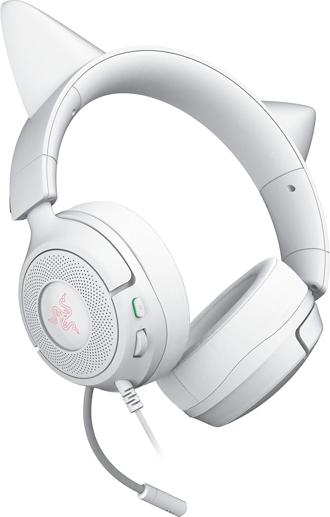 Razer Kraken Kitty V3 X Wired Gaming Headset: Kitty Ears - HyperClear Cardioid Mic - 40 mm Drivers - 7.1 Surround Sound - Comfy Ear Cushions - Cross-Platform via 3.5mm PC, PS5, Xbox, Switch 2 - White