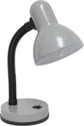 Simple Designs LD1088-SLV 14.25" Sleek and Sturdy Classic Gooseneck Study Desk Lamp, Gray