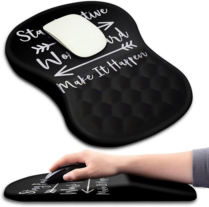 Mouse Pad Wrist Support, Ergonomic Mouse Pad with Massage Dot, Comfortable Computer Mouse Pad for Laptop, Wrist Rest Mousepad with Non-Slip PU Base for Office & Home, 12 x 8 in