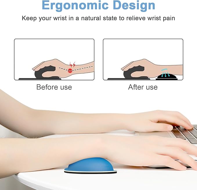 Dapesuom Mouse Wrist Rest, Ergonomic Memory Foam Mouse Wrist for Computer Desk Mats Support, Hand Rest Pad Cushion for Gaming, Office, Laptop, Men, Women, Pain Relief & Easy Typing, Dark Blue
