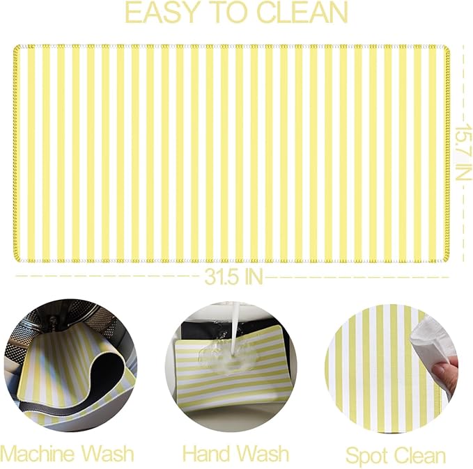 Yellow Striped Desk Mat Cute Pastel XXL Large Gaming Mouse Pad Desk Pad Kawaii Aesthetic Home Office Decor Cozy Keyboard Laptop Computer Mat
