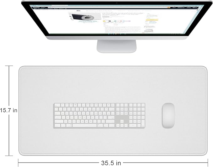 Dapesuom Large Gaming Mouse Pad, Extended Mouse Mat with Stitched Edges, Full Size Keyboard Pad with Non-Slip Base, Big XXL Computer Desk Mats for Gamer, Laptop, Office, 35.5 x 15.7in, Space Gray