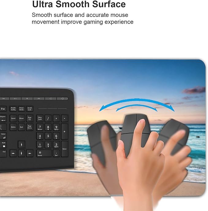 Gaming Mouse Pad,Large Mouse Pads for Desk,Non-Slip Rubber Base Extended Mousepad,XXL Keyboard Mouse Mat,Stitched Edges Computer Keyboard Desk Pad,35.4x15.8inch,Beach Sunrise
