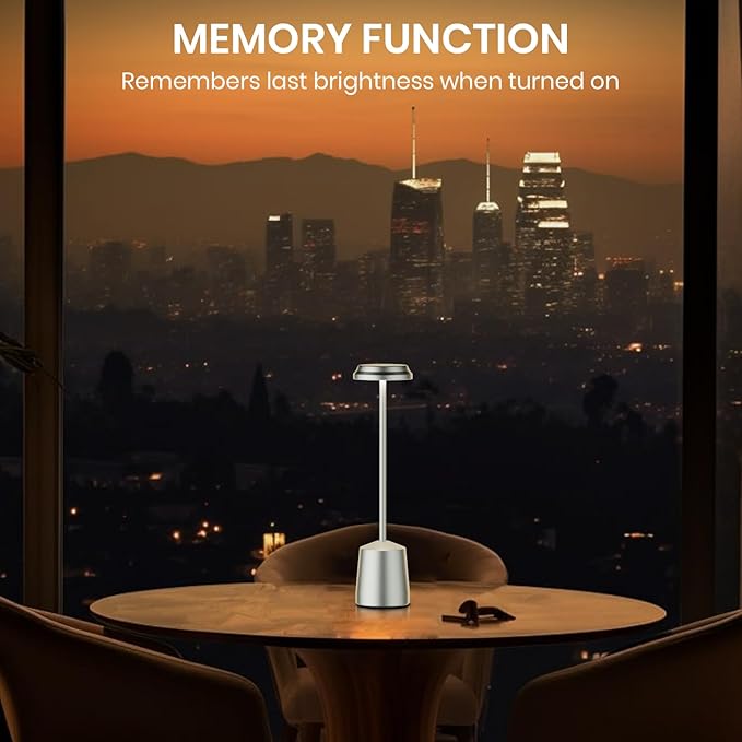 LED Cordless Table Lamps, Portable Rechargeable 5000mAh Battery Operated Table Light, 3 Color Stepless Dimming Touch Control, Desk Lamp for Dinner/Bedroom/Restaurant/Bars/Coffee Shop