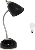 Simple Designs LD1015-BLK-LB 19.5" Flossy Organizer Desk Lamp with Charging Outlet Lazy Susan Base and LEB Bulb, Black