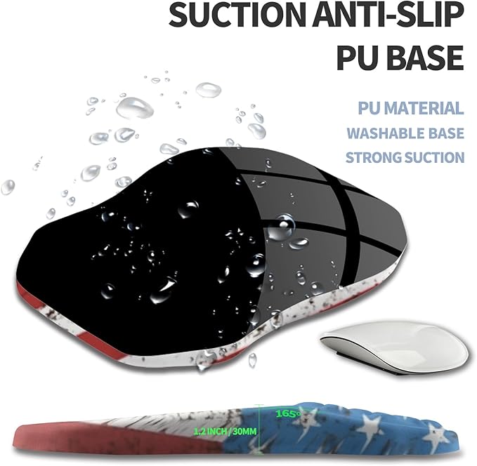 Ergonomic Raised Mouse Pad Wrist Support with Bilateral Slope Memory Foam Mousepad for Wrist Rest and Carpal Tunnel 11.8x7.9〃National Flag