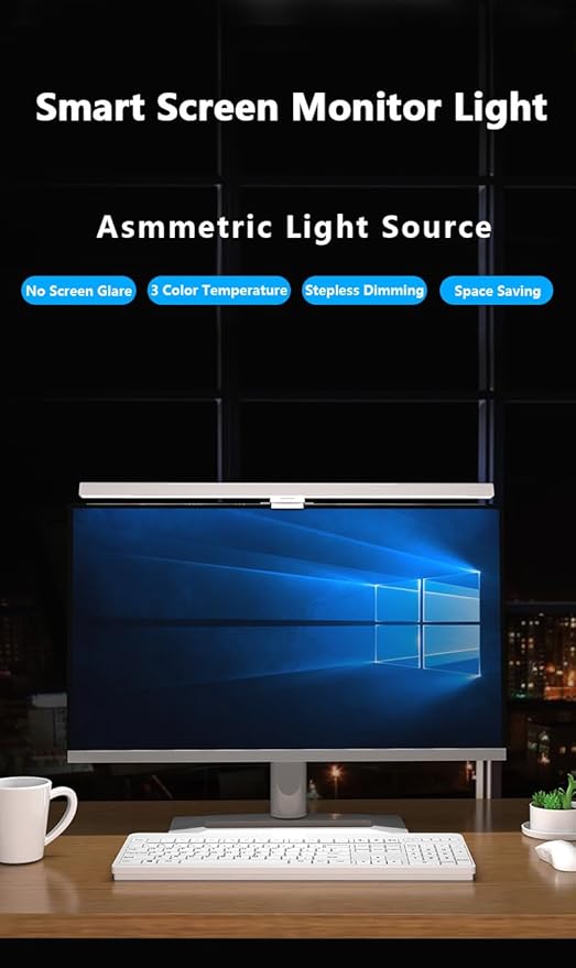 Vctitil Computer Monitor Light Bar, 3 Color Temperature Mode Computer Screen Monitor Light Bar for Eye Caring, USB Powered Stepless Dimming LED Light Bar for Home and Office