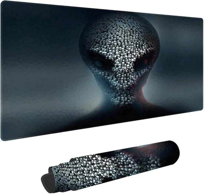 A Cold Skull Non-Slip Rubber Large Mouse pad for Desk,Large Gaming Mouse Pad XXL Extended Mouse pad with Stitched Edges Non-Slip Base Water Resist Pad Desk Mat 35.4x15.7inch
