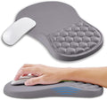 Ergonomic Mouse Pad Wrist Support with Memory Foam Massage Bulge, Carpal Tunnel Mousepad Wrist Rest for Mouse(12x8 inch, Silver Gray Light Purple)