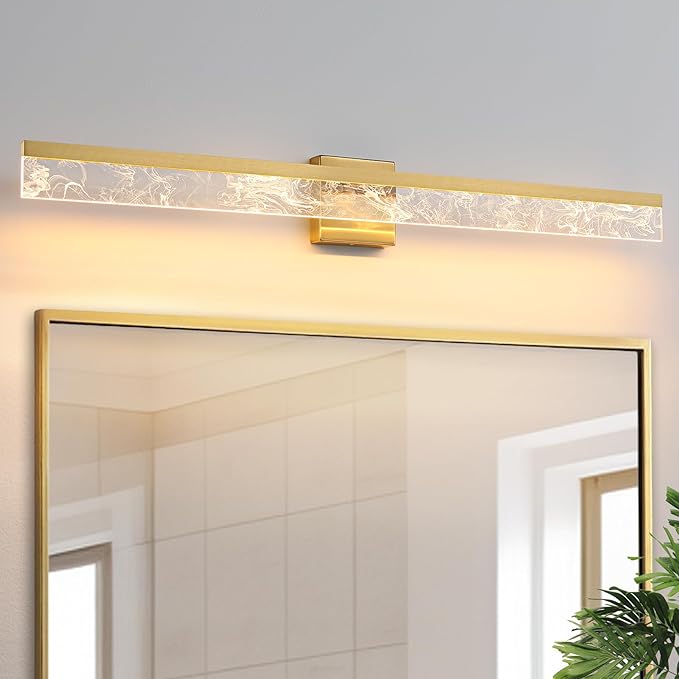 39-Inch Brushed Gold Vanity Light Fixture, 28W Dimmable LED Modern Light Bar for Bathroom Mirror, Restroom, Bedroom (3000K)