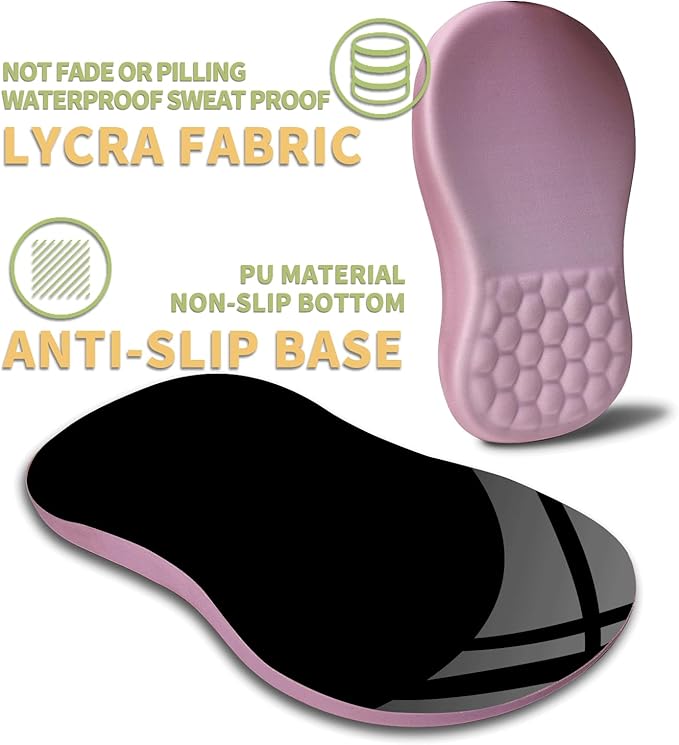Ergonomic Wrist Rest Mouse Pad, Massage Design for Carpal Tunnel Pain Relief, Non-Slip Memory Foam, Pink