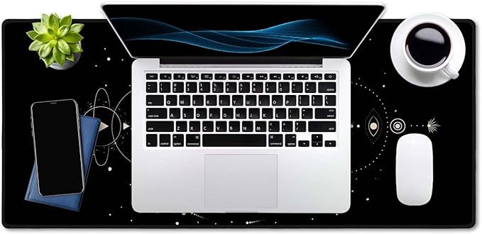 SSOIU Moon Phases Large Mouse Pad, Full Desk XXL Extended Gaming Mouse Pad 35.5" X 15.7", Waterproof Desk Mat Stitched Edges, Non-Slip Laptop Computer Keyboard Mousepad for Office and Home