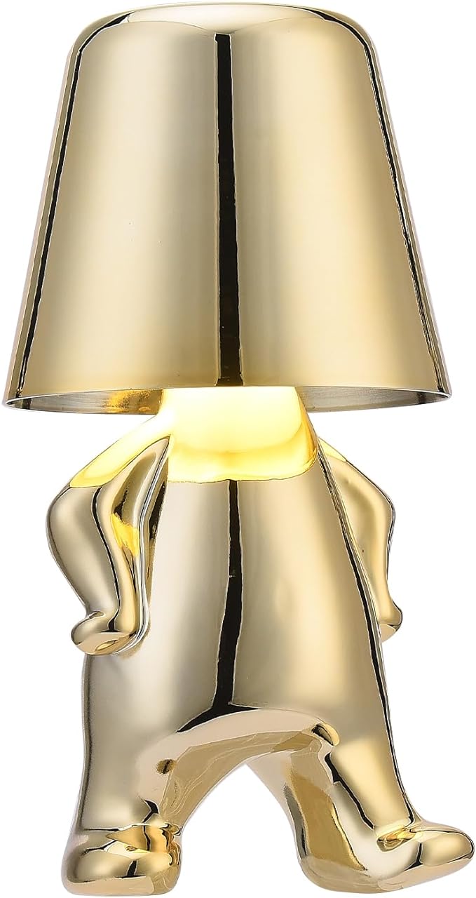 Bedside Touch Control Table Lamp Collection, Gold Decor Thinker Statue LED Table Lamp with USB Port, 3 Way Dimmable Modern Night Light Nightstand Lamp for Home Office(#1)