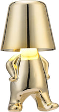 Bedside Touch Control Table Lamp Collection, Gold Decor Thinker Statue LED Table Lamp with USB Port, 3 Way Dimmable Modern Night Light Nightstand Lamp for Home Office(#1)